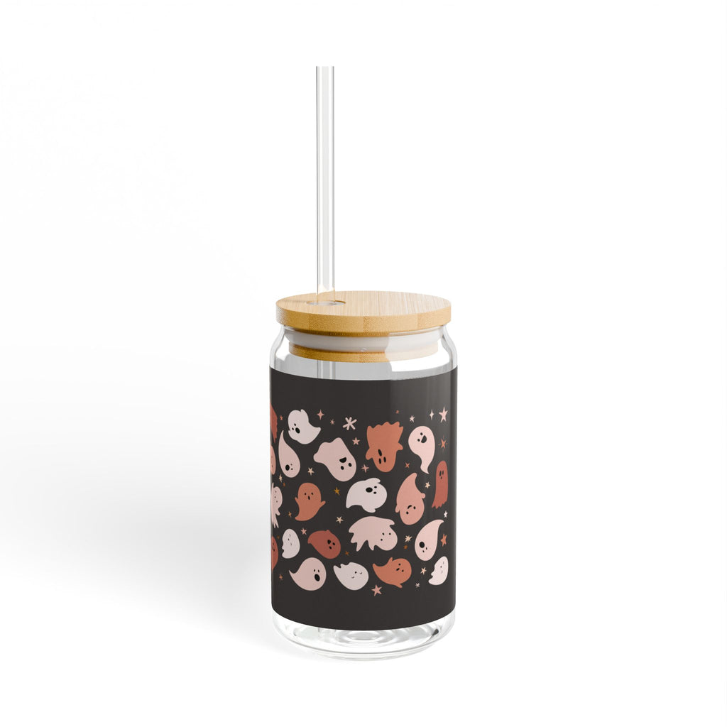 Cute Ghost Sipper Glass | 16oz Drinkware for Home, Parties, Halloween, Gift, Eco-Friendly, Straw Included
