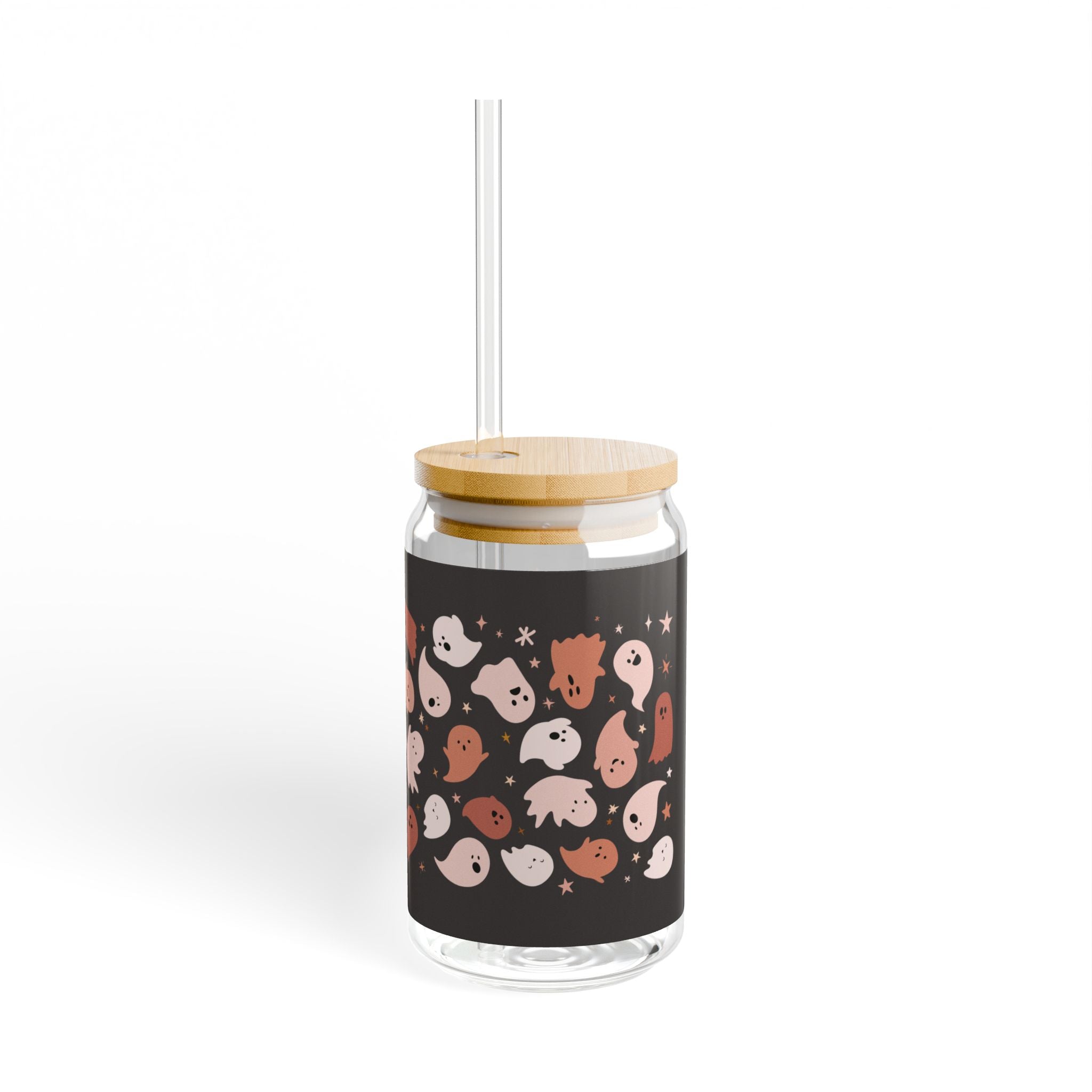 Cute Ghost Sipper Glass | 16oz Drinkware for Home, Parties, Halloween, Gift, Eco-Friendly, Straw Included