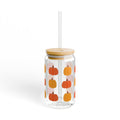 Pumpkin-Themed Sipper Glass, Fall Decor, Eco-Friendly Drinkware, Perfect for Halloween, Thanksgiving, Seasonal Gift