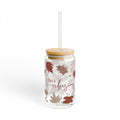 Fall Vibes Sipper Glass, Autumn-Themed Drinkware, Eco-Friendly Glass Tumblers, Seasonal Decor, Perfect for Cozy Gatherings