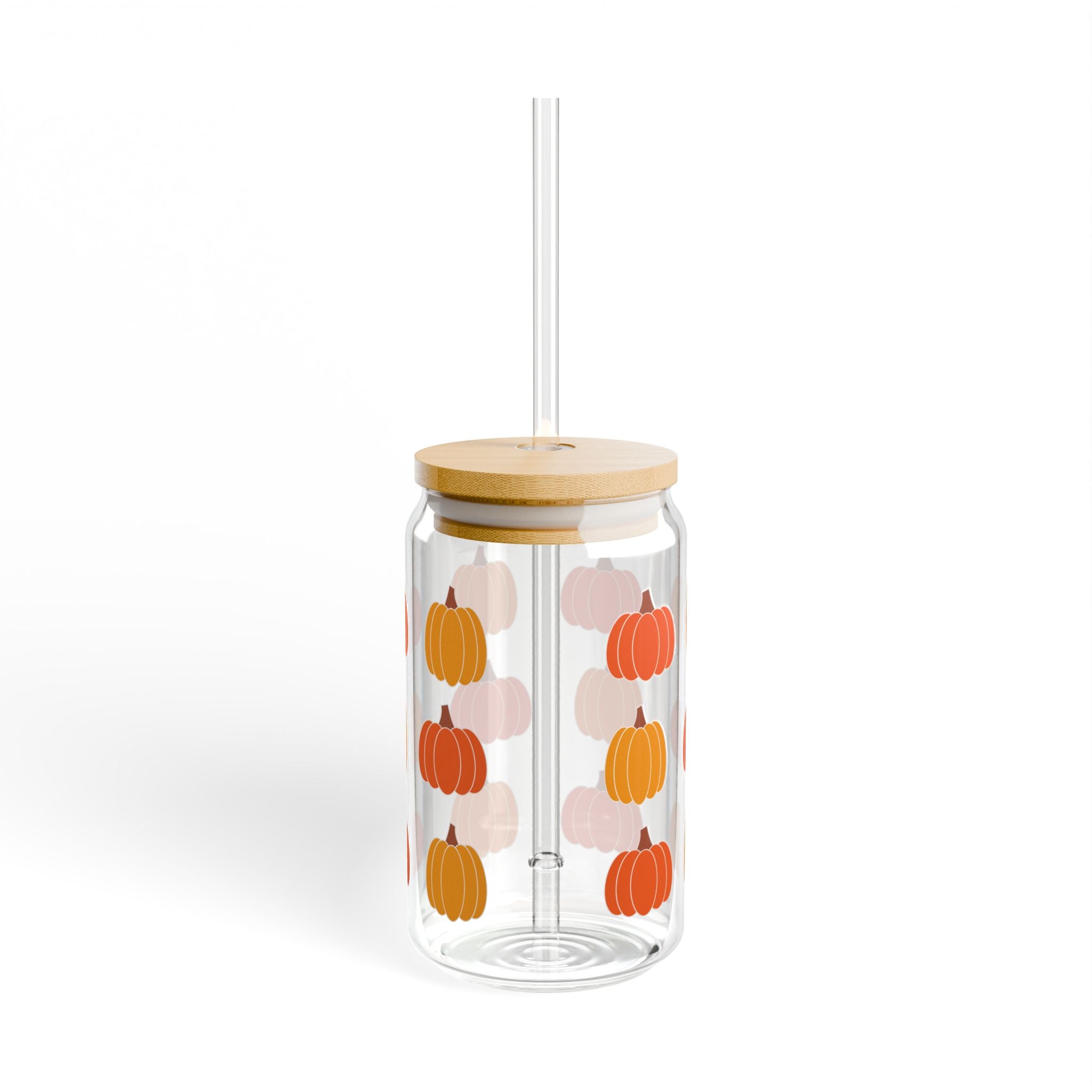 Pumpkin-Themed Sipper Glass, Fall Decor, Eco-Friendly Drinkware, Perfect for Halloween, Thanksgiving, Seasonal Gift
