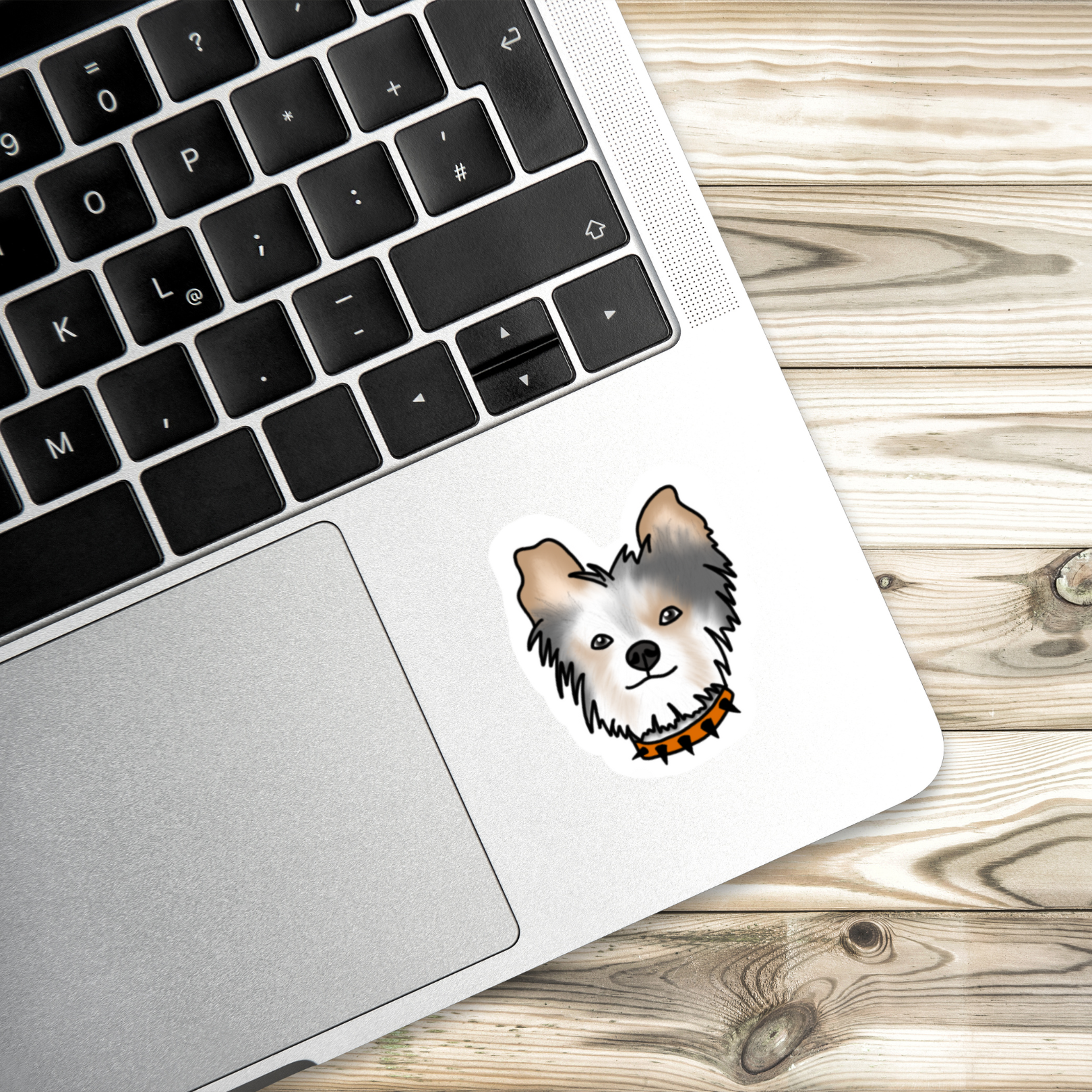Yorkie with Orange Collar | Hand Drawn | Vinyl Sticker | Dog Sticker | Novelty | Cute