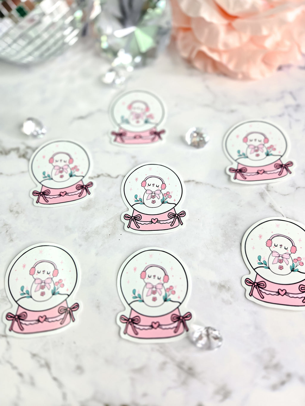 Frosty the snowman in a snowglobe sticker
