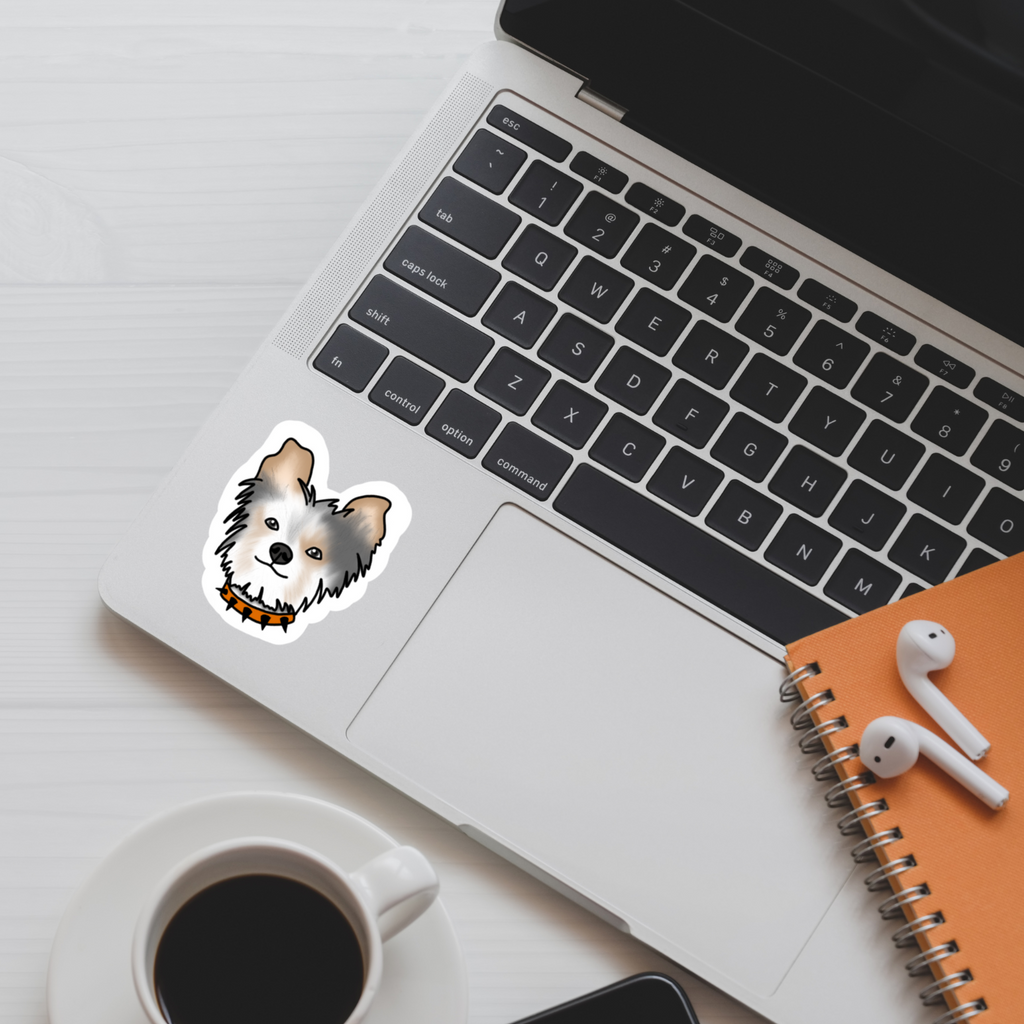 Yorkie with Orange Collar | Hand Drawn | Vinyl Sticker | Dog Sticker | Novelty | Cute