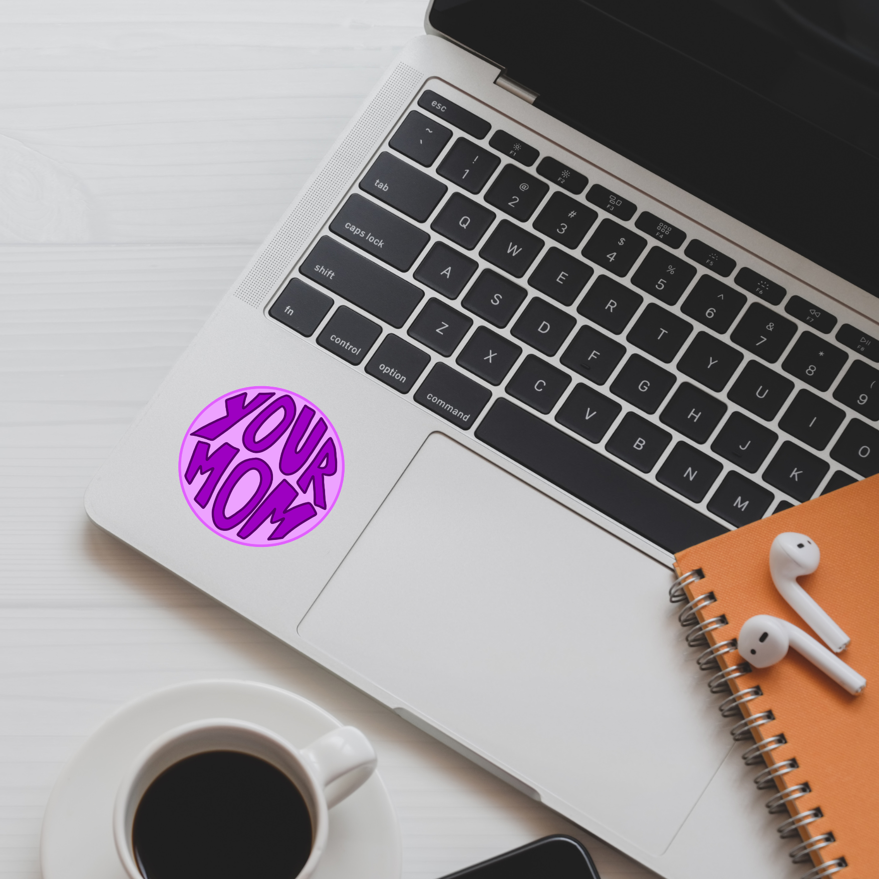 Your Mom Purple Circle | Hand Drawn Two Options | Vinyl Sticker | Water Resistant Sticker | Novelty | Cute