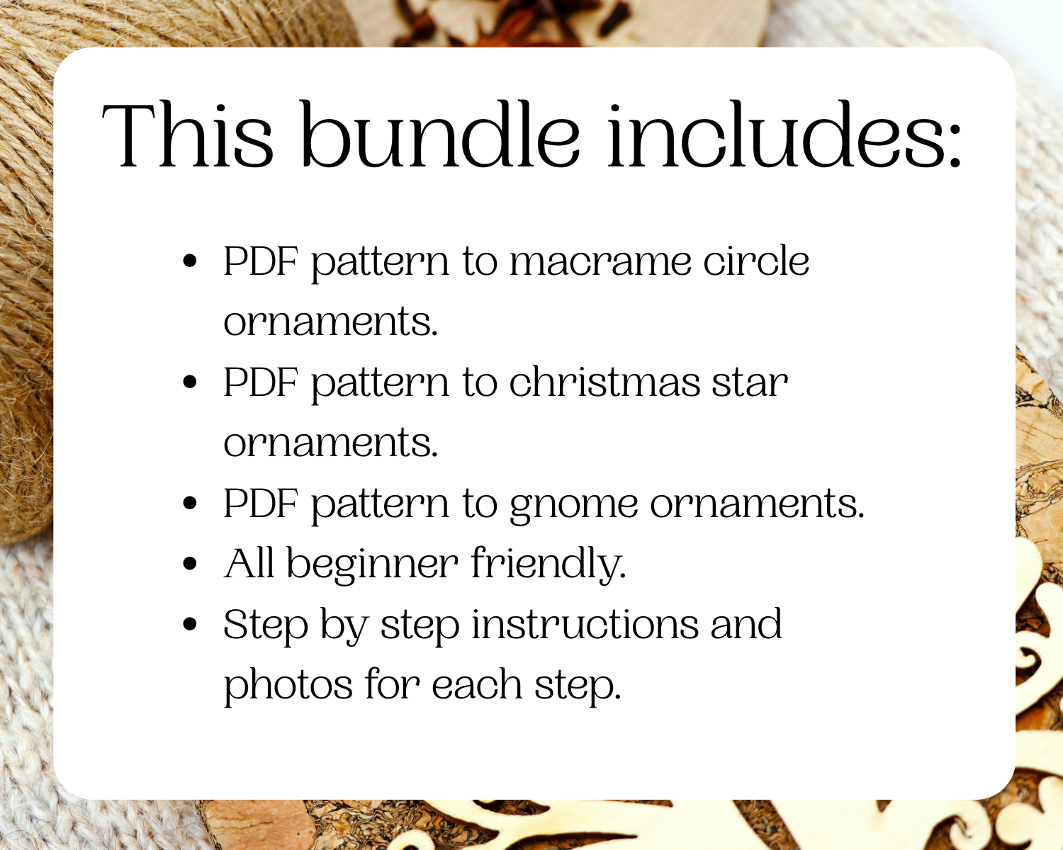 Macrame PDF pattern bundle - Christmas ornaments - Beginner friendly