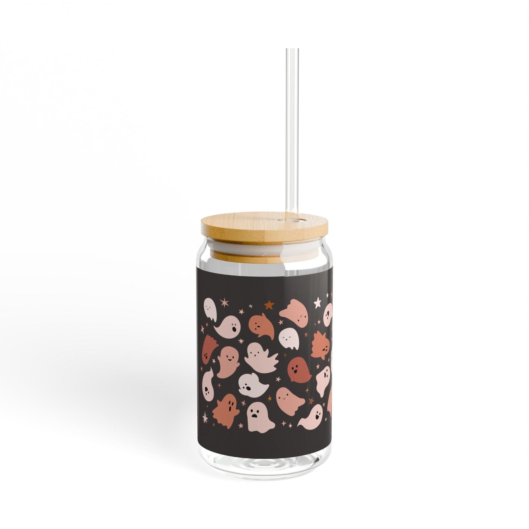 Cute Ghost Sipper Glass | 16oz Drinkware for Home, Parties, Halloween, Gift, Eco-Friendly, Straw Included