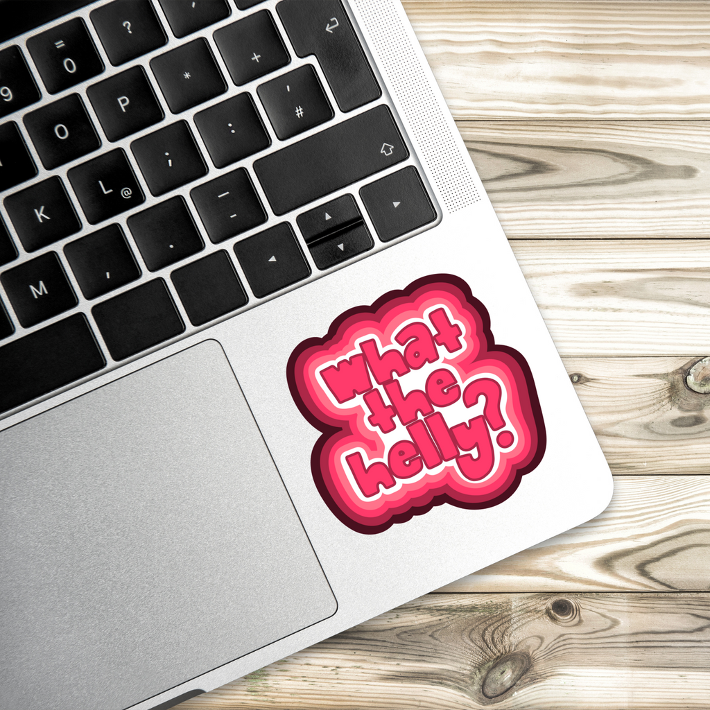 What The Helly Sticker – Retro Pink Version | Vinyl Sticker | Funny Bubble Font Sticker | 2 Sizes Available