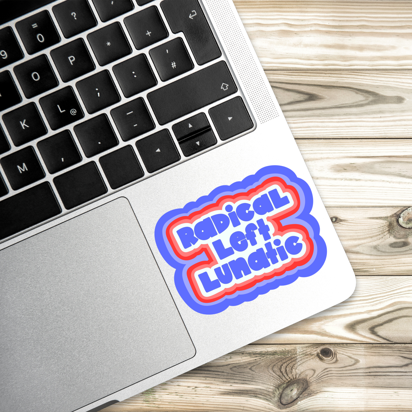 Radical Left Lunatic Sticker | 2 Sizes Vinyl Sticker | Hand-Drawn | Red White & Blue | Ironic Political Humor | Progressive Sticker