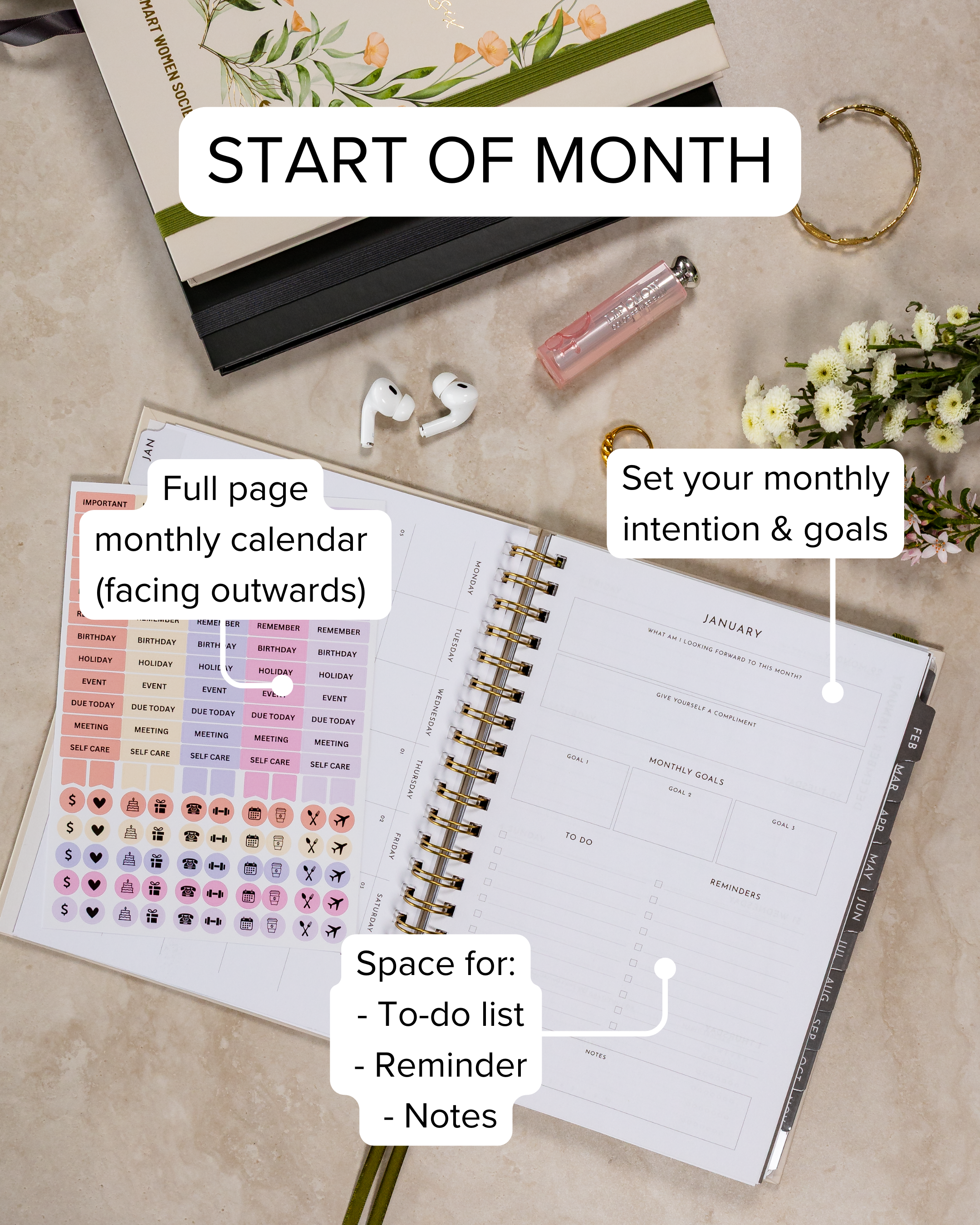 Smart Women Society - B5 Week-to-View - 2026 Calendar Year Diary/Planner - Black