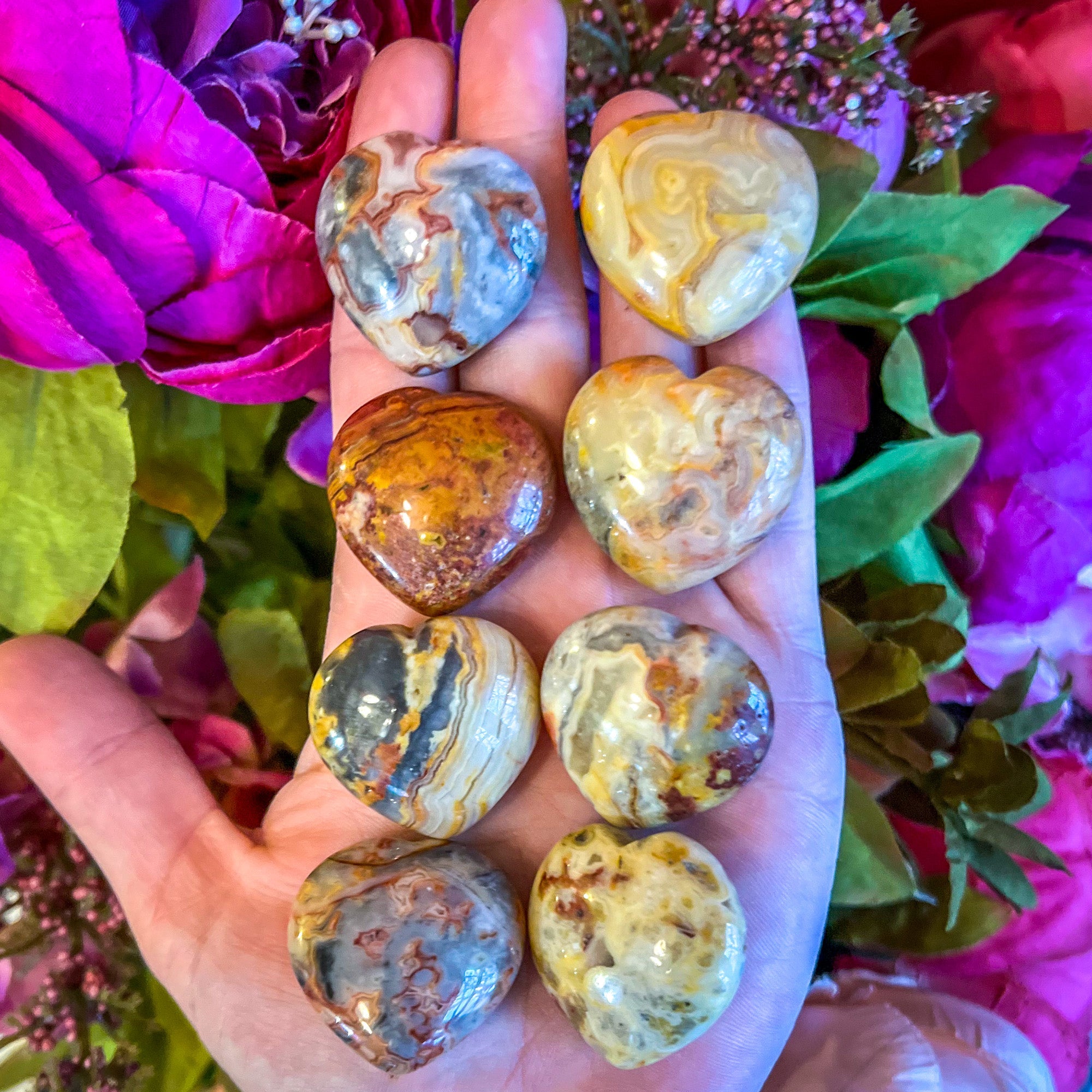 3 cm Crazy Lace Agate Hearts for Valentines Day Gifts