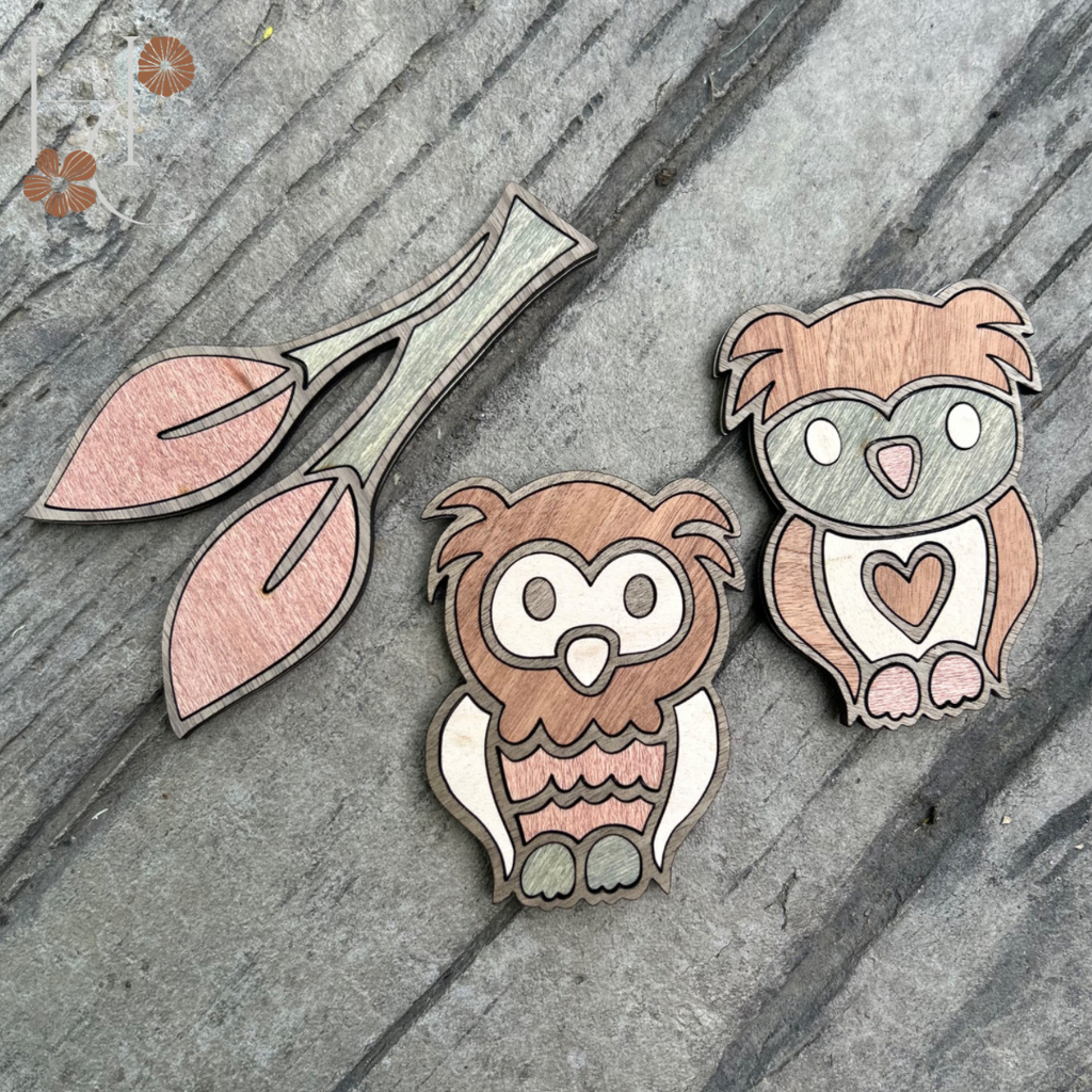 Owl Wood Magnet Set