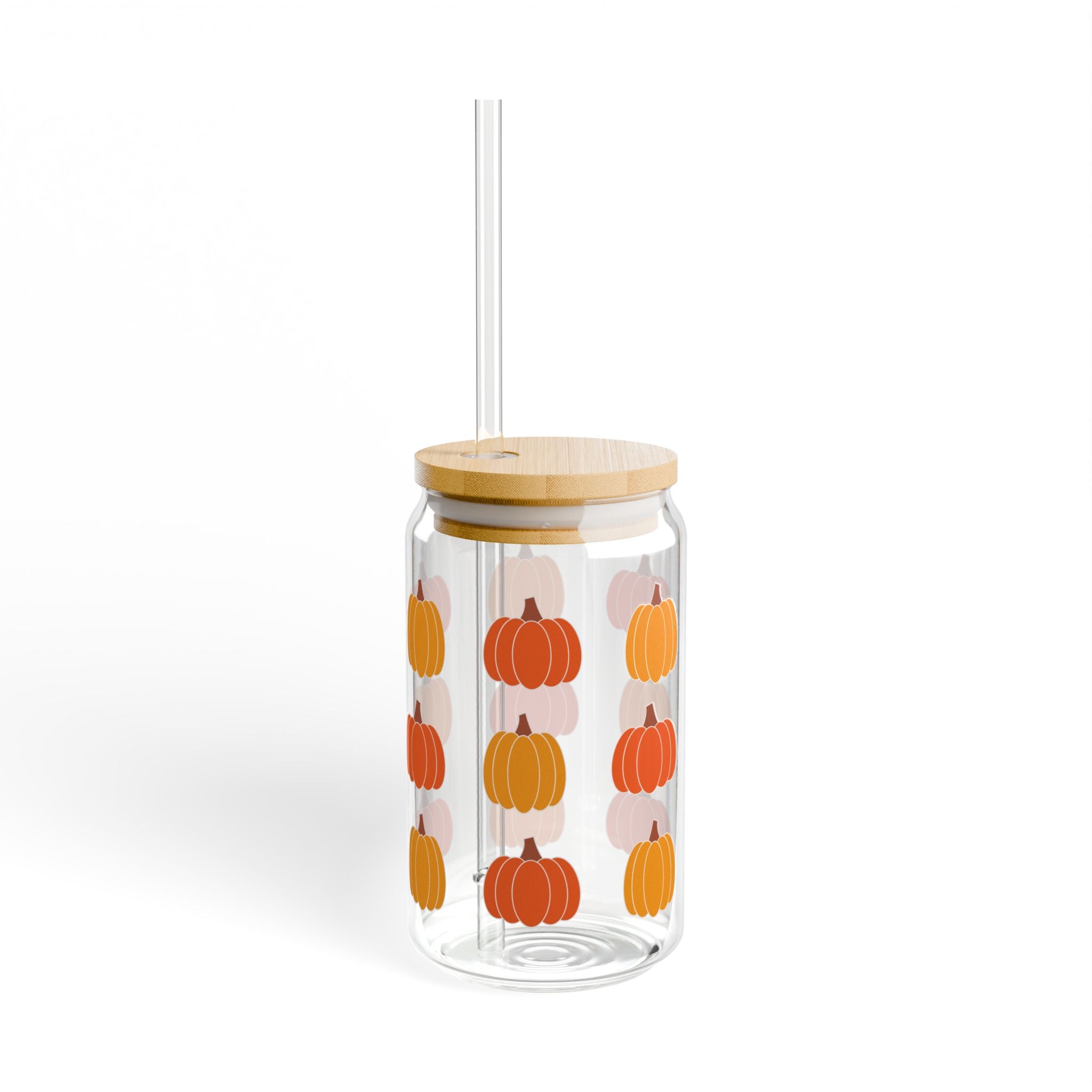 Pumpkin-Themed Sipper Glass, Fall Decor, Eco-Friendly Drinkware, Perfect for Halloween, Thanksgiving, Seasonal Gift