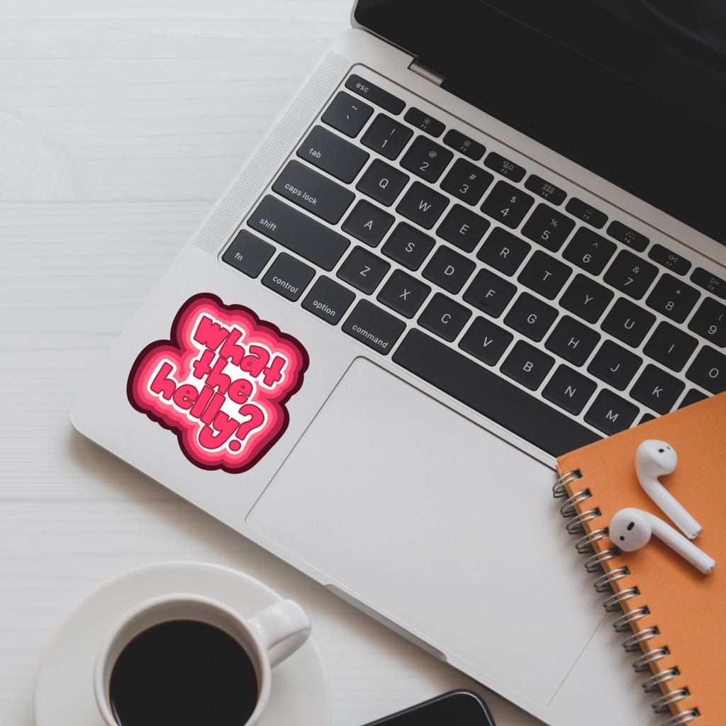 What The Helly Sticker – Retro Pink Version | Vinyl Sticker | Funny Bubble Font Sticker | 2 Sizes Available