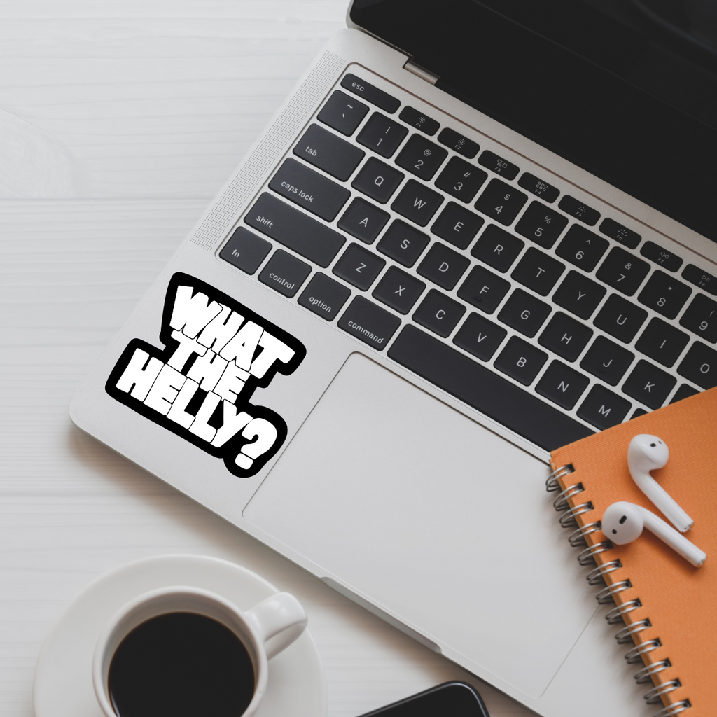 What The Helly Sticker | Meme Vinyl Decal | Black & White Sticker | Funny Sticker in 2 Sizes