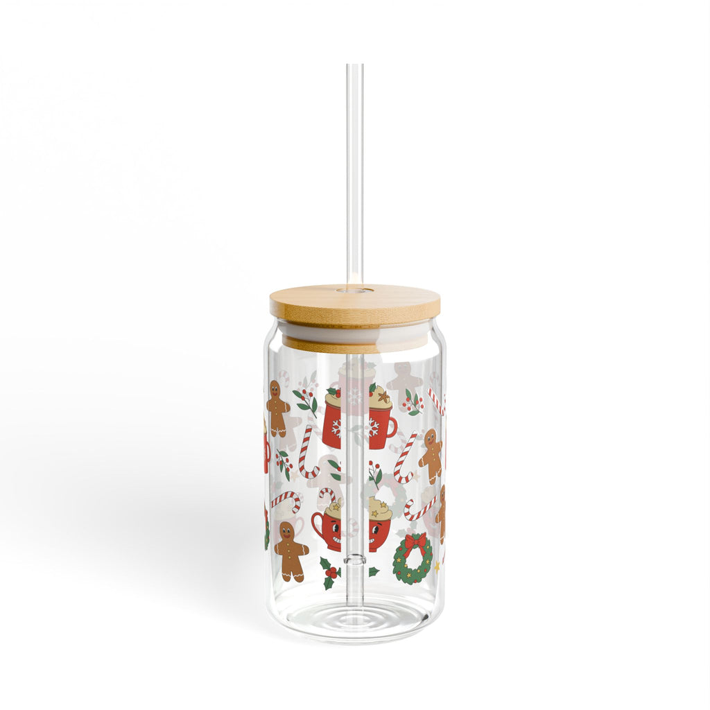 Gingerbread Holiday Sipper Glass, 16oz | Festive Drinkware, Christmas Gift, Cozy Kitchen Decor, Holiday Parties, Cute Straws