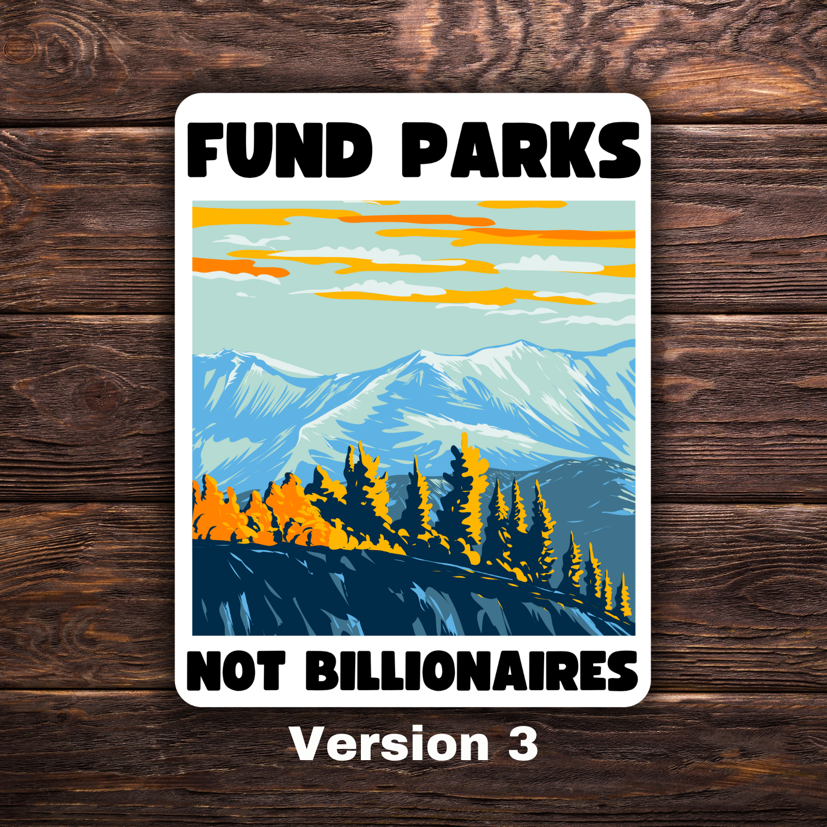 Fund Parks Not Billionaires Bundle | Sticker & Postcard Set | Anti-Capitalist Nature Art | National Parks Advocacy | Political Stationery