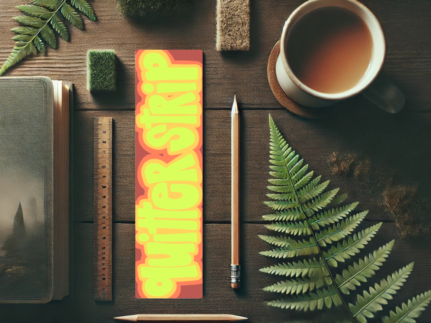 Quitter Strip Bookmark – Retro Orange Design | Hand-Drawn Bookish Gift | Funny Reading Accessory | Laminated Bookmark | Book Lover Humor