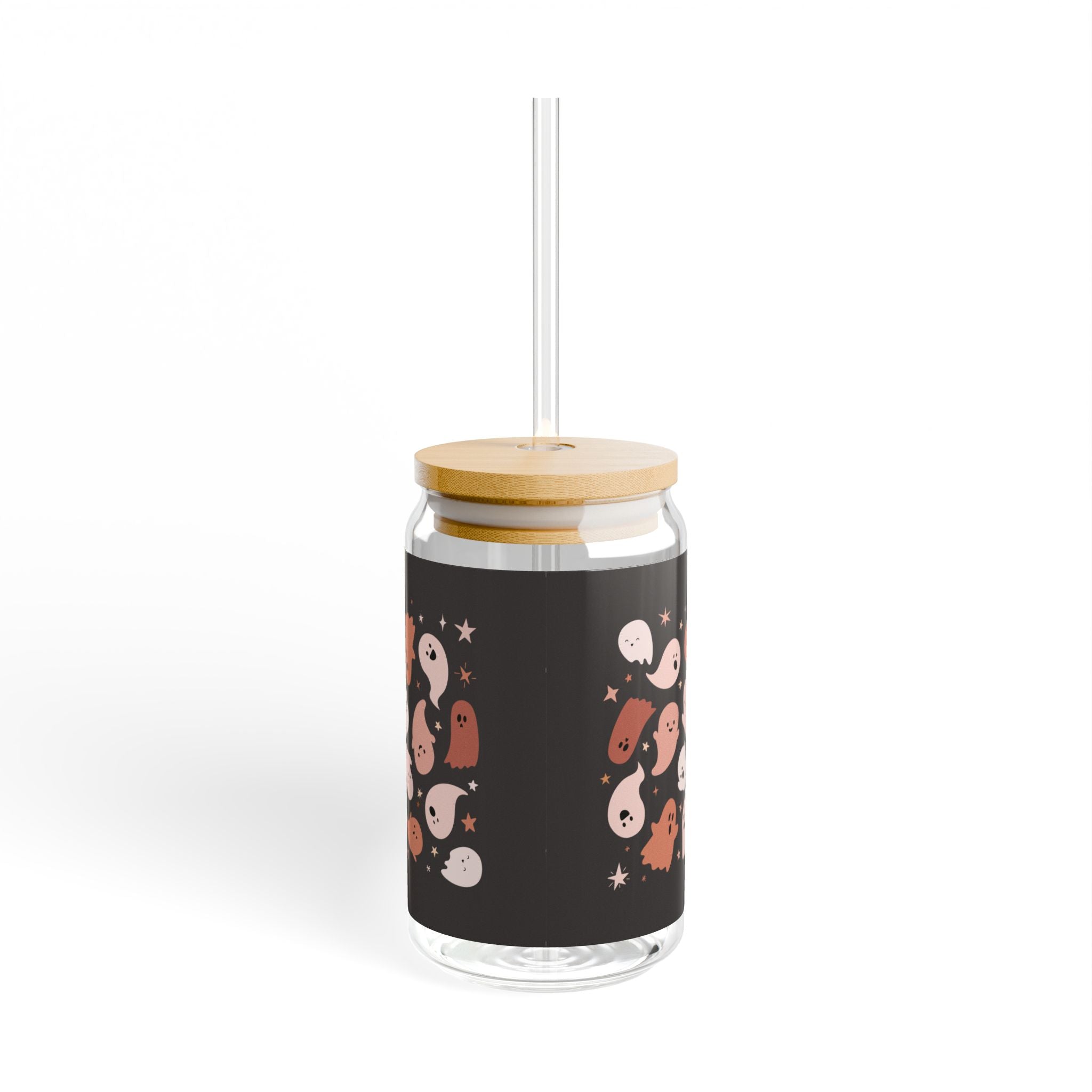 Cute Ghost Sipper Glass | 16oz Drinkware for Home, Parties, Halloween, Gift, Eco-Friendly, Straw Included