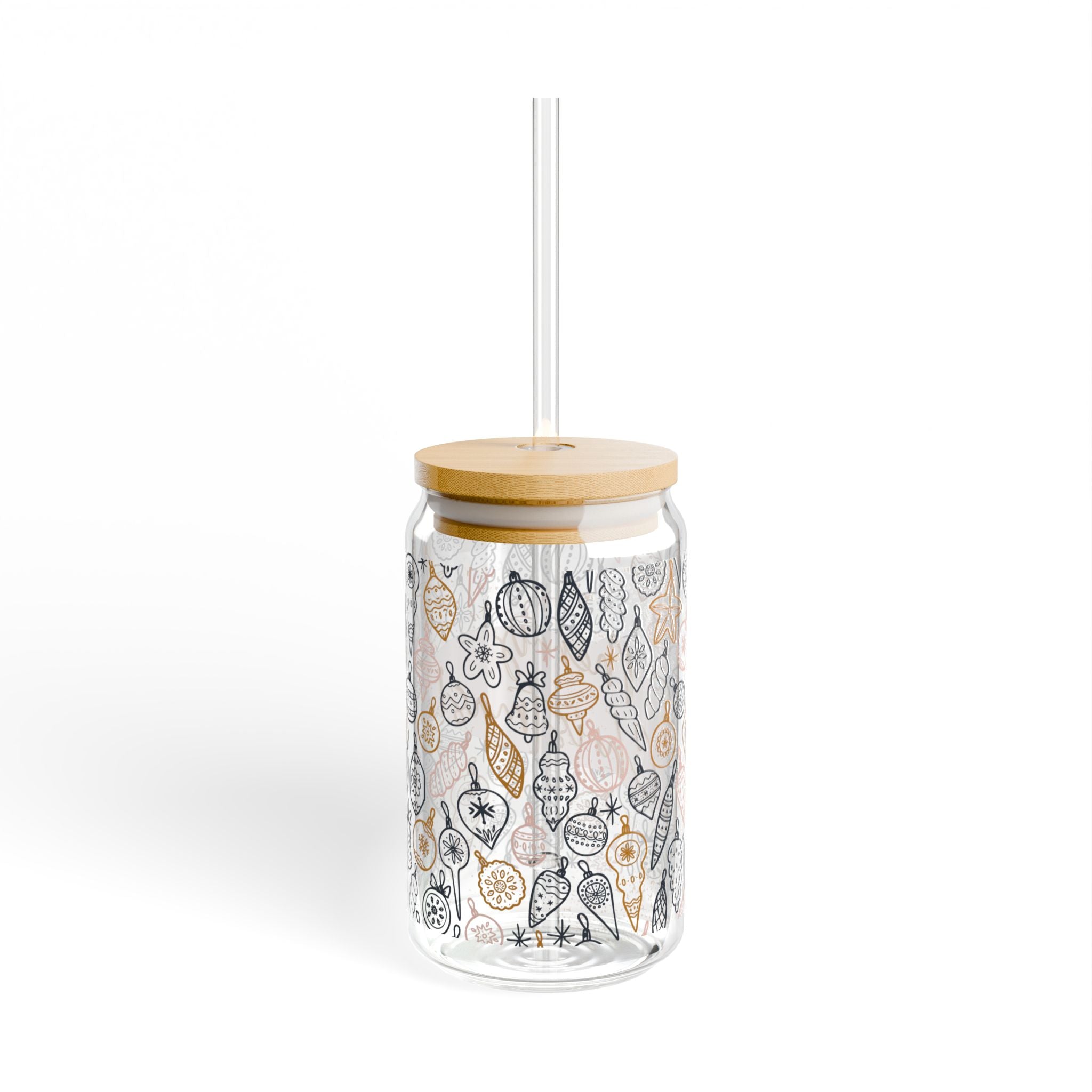 Festive Sipper Glass with Straw, Merry Christmas Drinking Jar, Holiday Beverage Container, Christmas Gift, Party Essentials