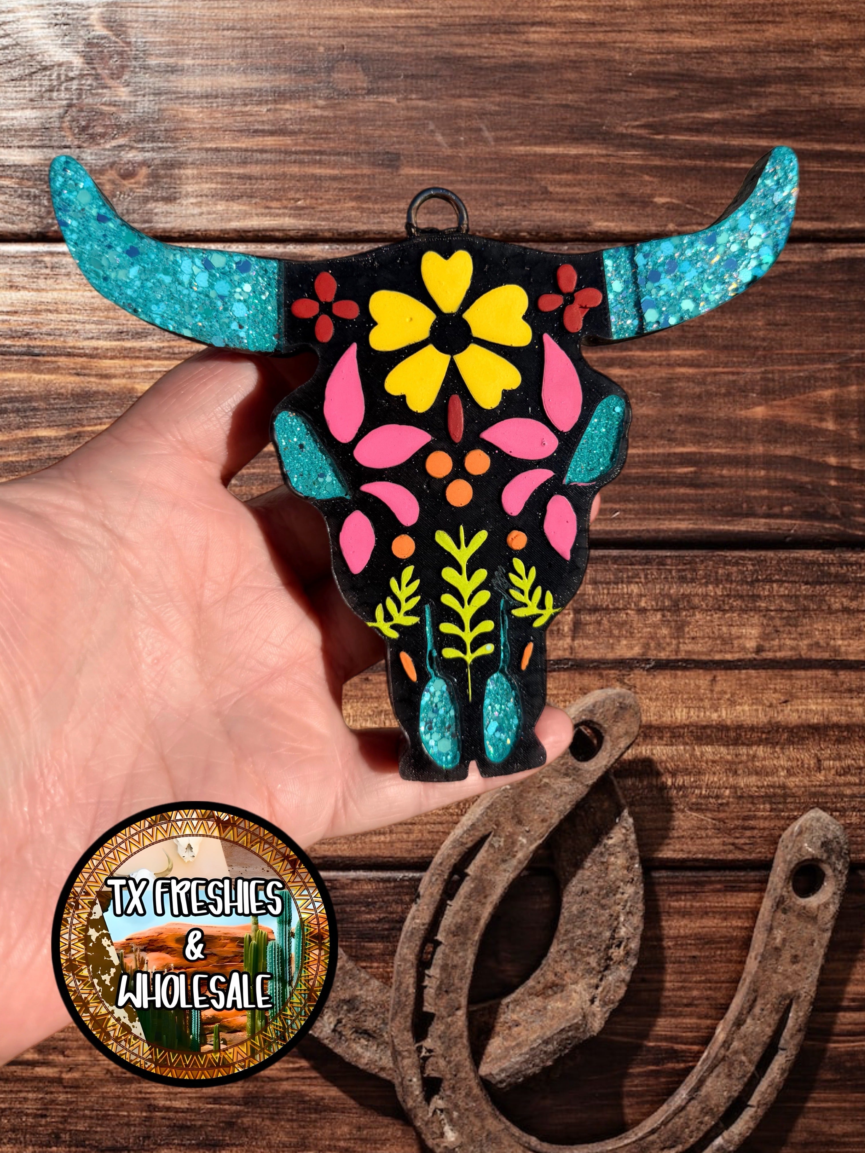 AZTEC BULL SKULL PAINTED CAR FRESHIE (YOU CHOOSE DESIGN)