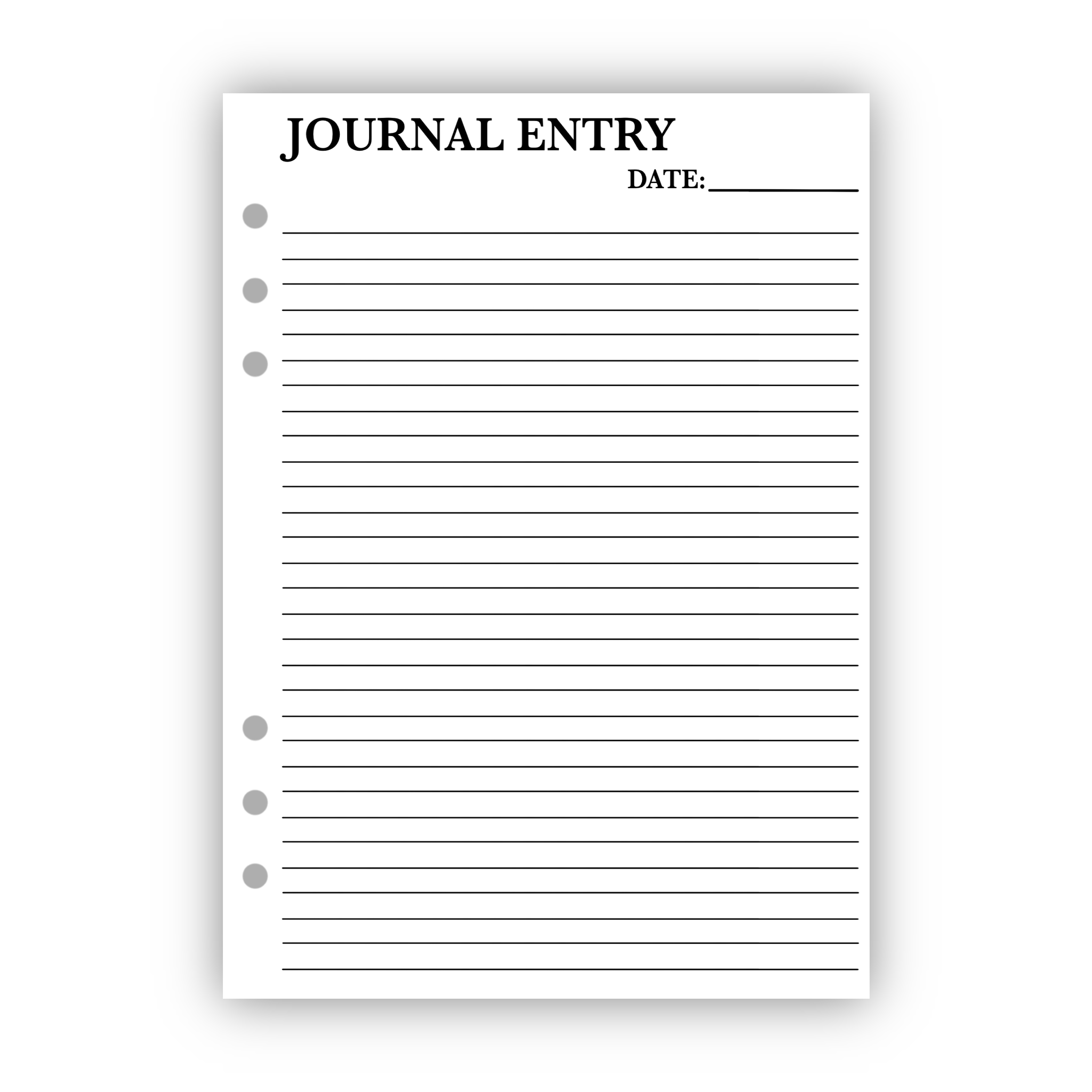 Blank Journal Entry Page