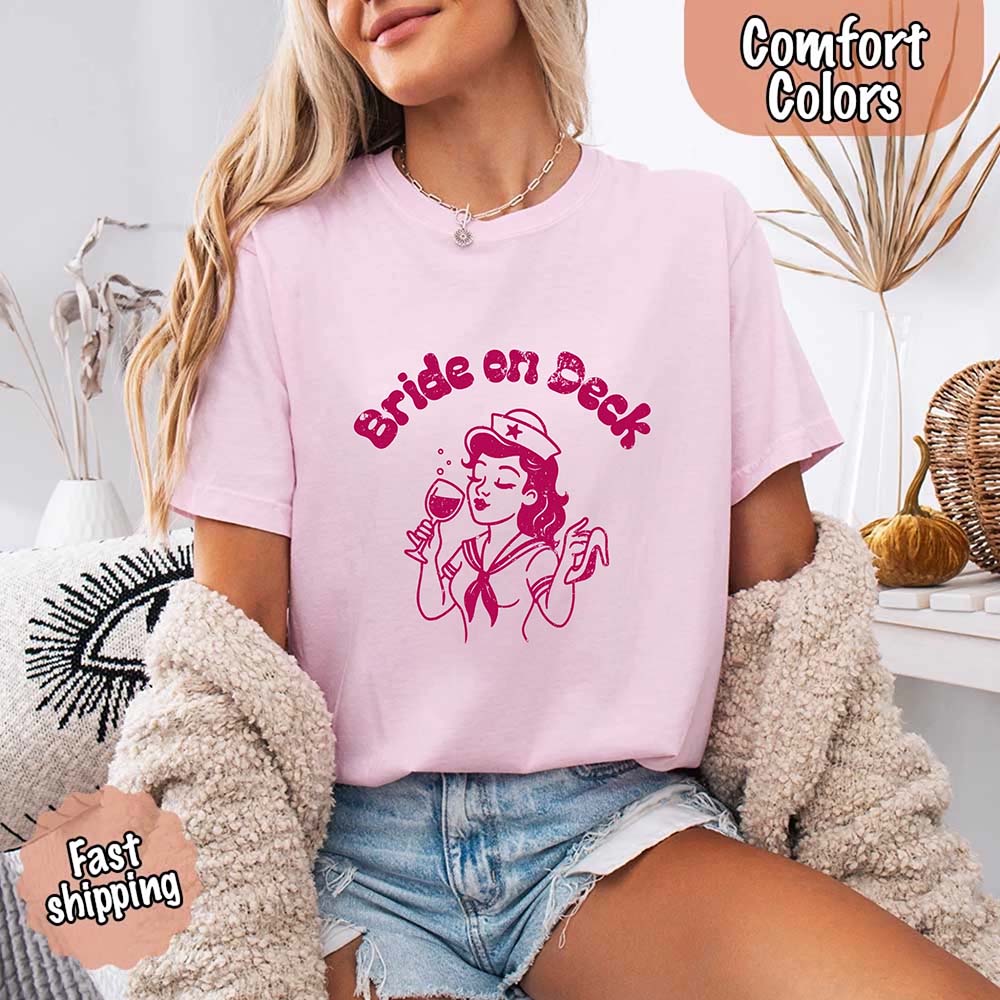 Bride on Deck Comfort Colors Shirt – Nautical Bachelorette Party Tee for Cruise or Beach Wedding