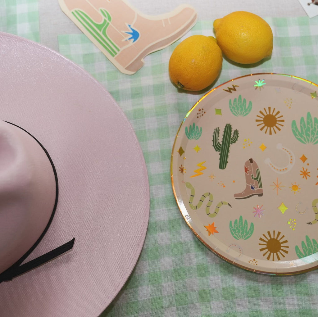 Western Cowboy Paper Plates – Boots, Cactus & Snake Catcher Design (12-Pack)
