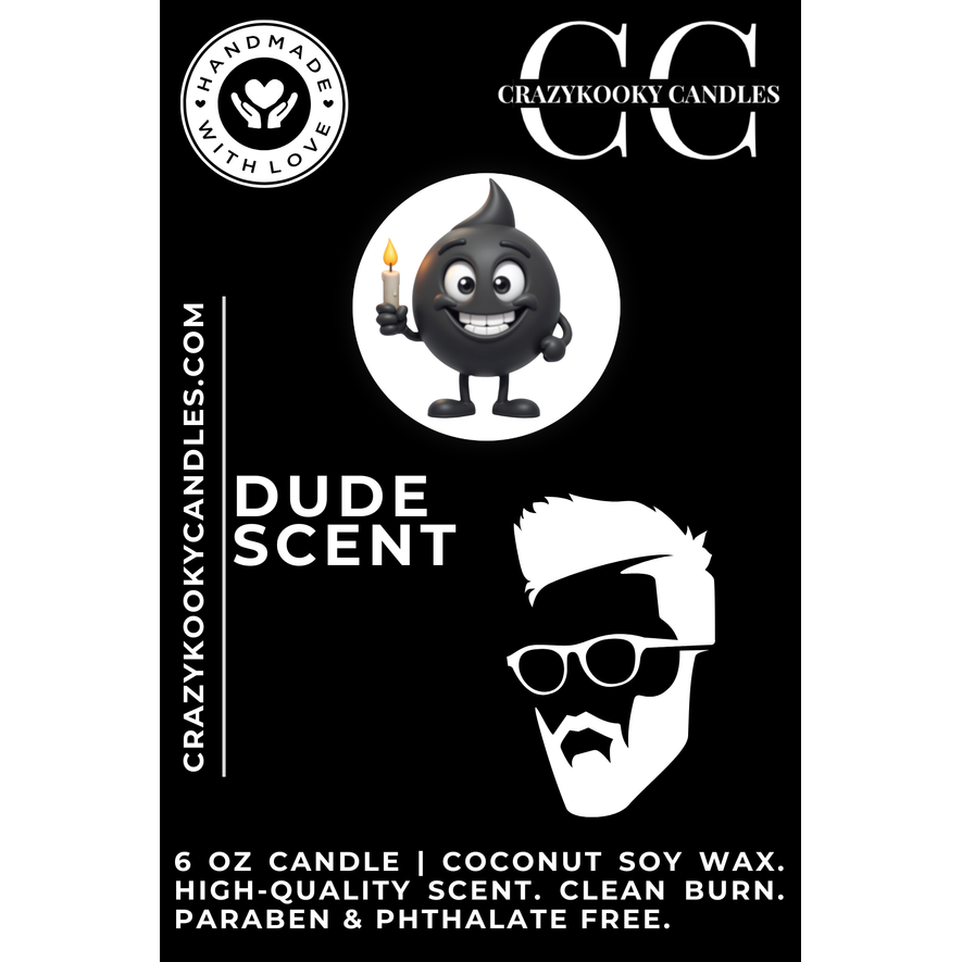 DUDE SCENT - Funny Candle, Scented Coconut Soy Candle, 6oz