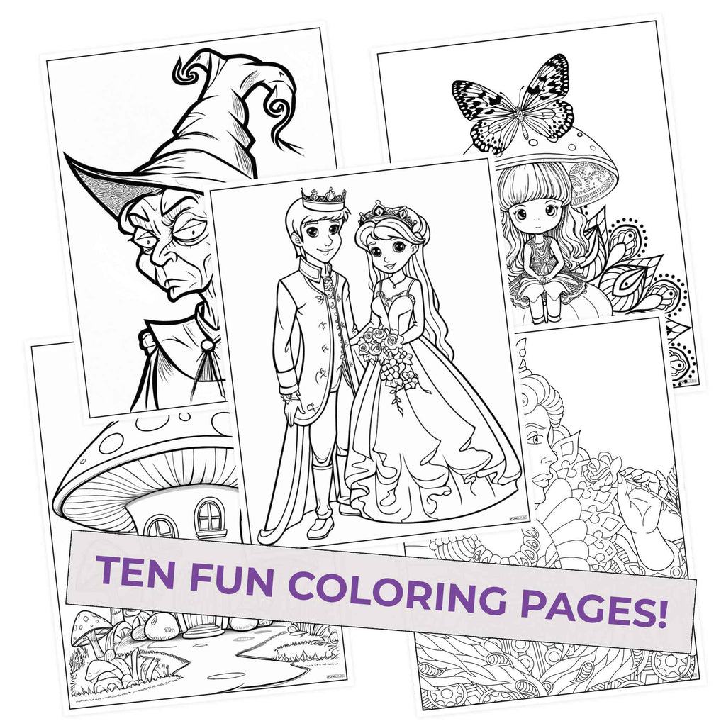 Fairy Tale Colors Coloring Pages (10 Pack)