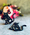 Black Cat Mini Crystal Sphere Stand, Witchy Crystal Holder, Mystical Cat Decor, Crystal Display Stand