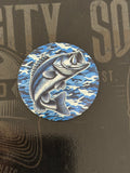 Blue Camo Jumping Fish UV Printed Patch