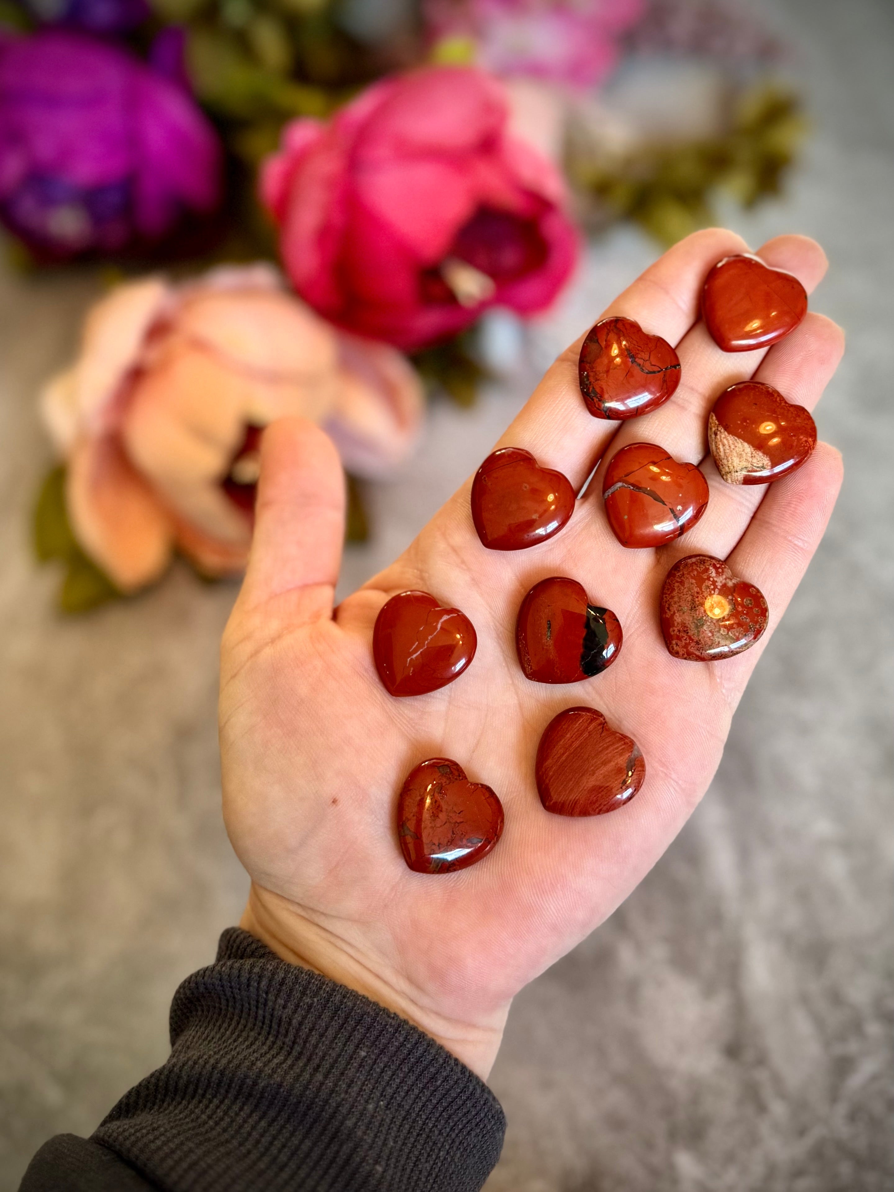 2 cm Crystal Hearts for Valentines Day, You Choose Red Jasper, Fluorite, Carnelian, Rose Quartz, Moss Agate, Yellow