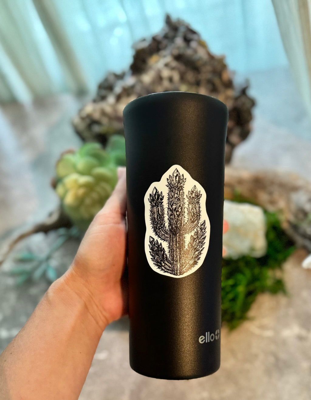 Crystal Cactus Sticker – 3" Mystical Desert Crystal Vinyl Decal
