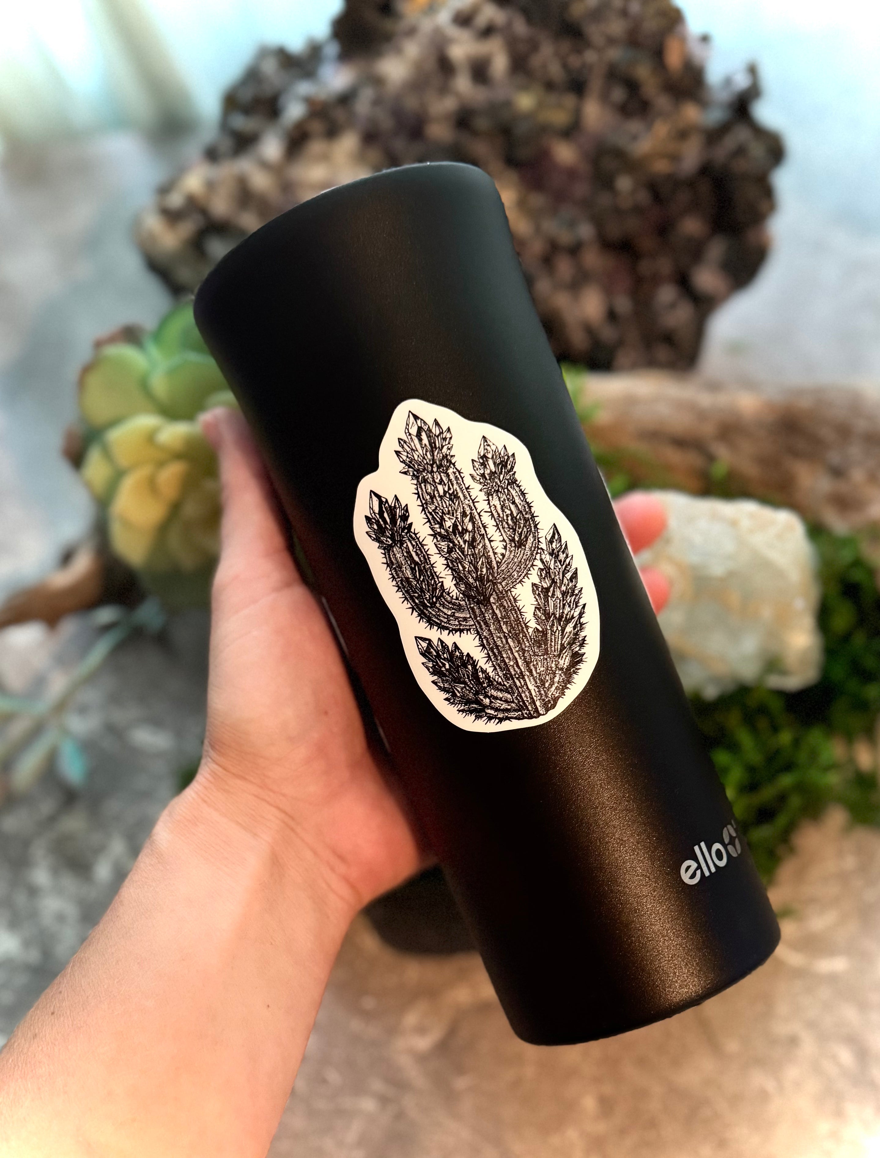 Crystal Cactus Sticker – 3" Mystical Desert Crystal Vinyl Decal