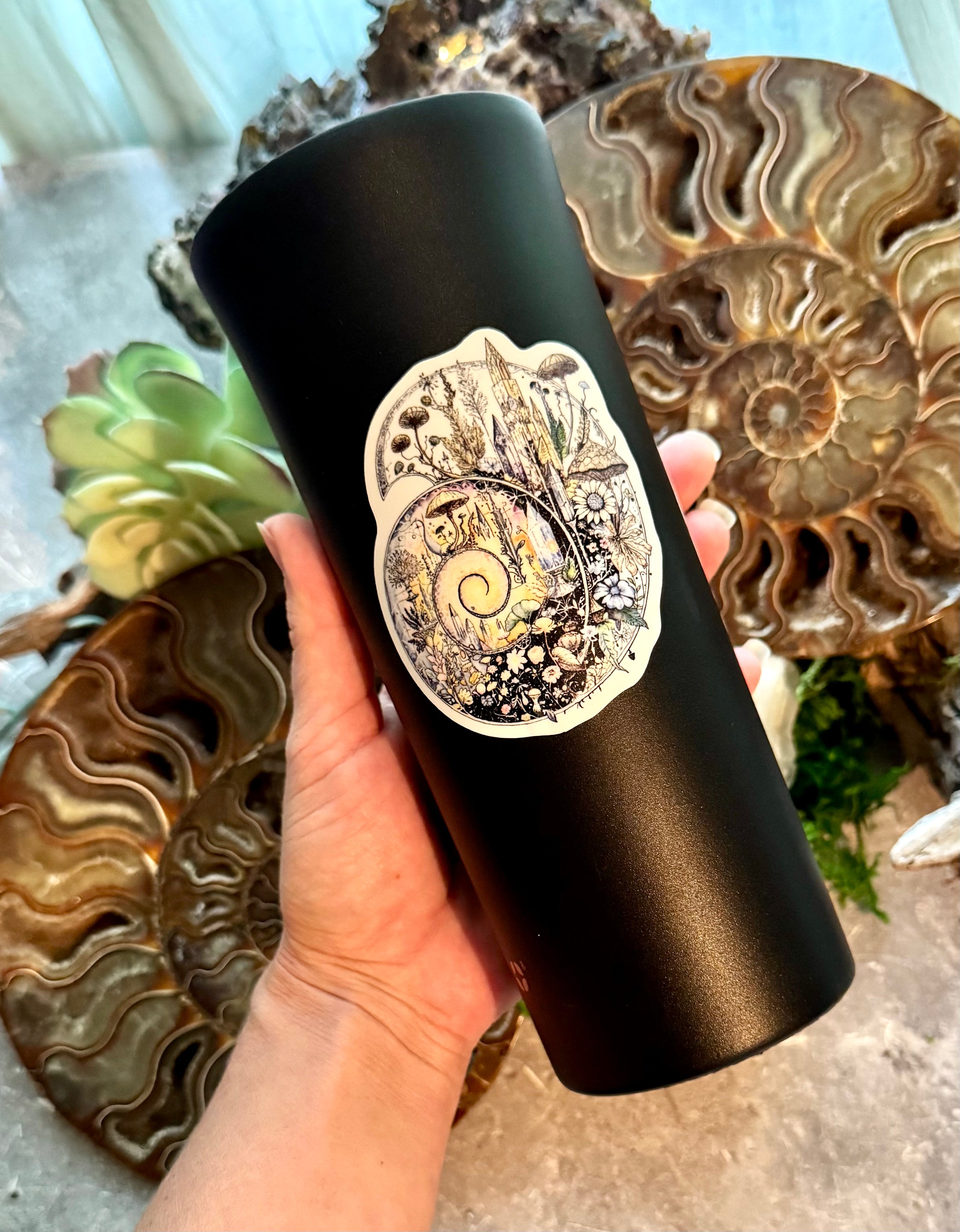 Ammonite Sticker – 3" Ancient Fossil Crystal Spiral Vinyl Decal