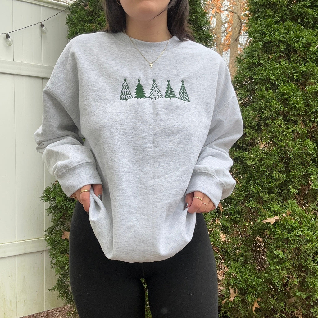 Embroidered Trees Crewneck