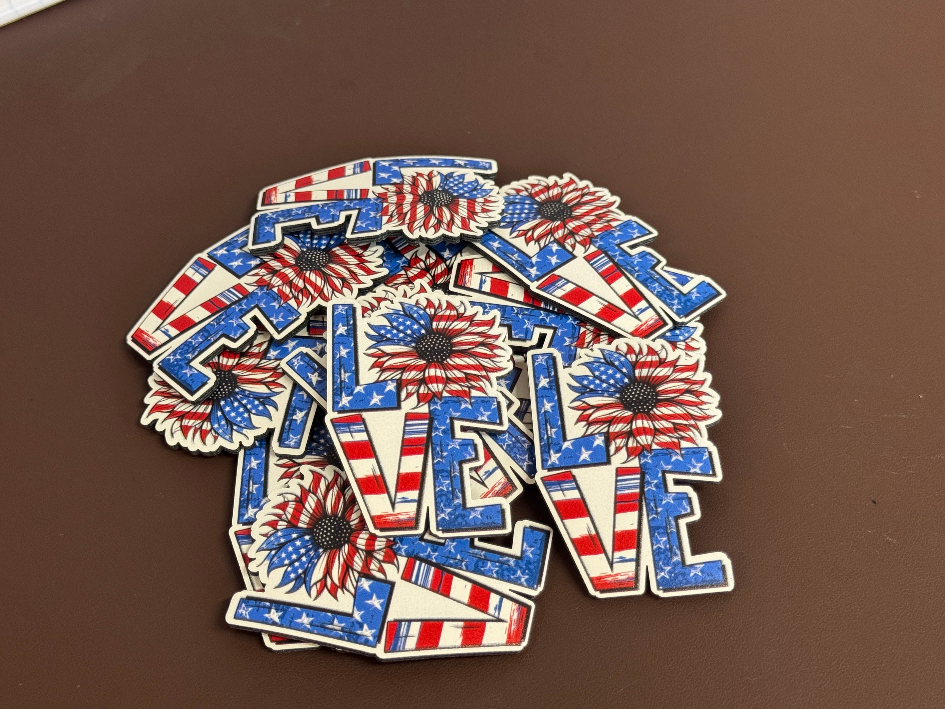 Love - American Flag UV Printed Patches