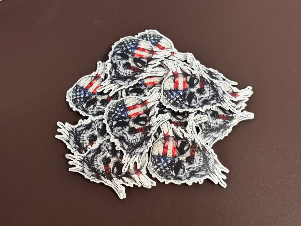 American Flag Skull UV Printed Patches