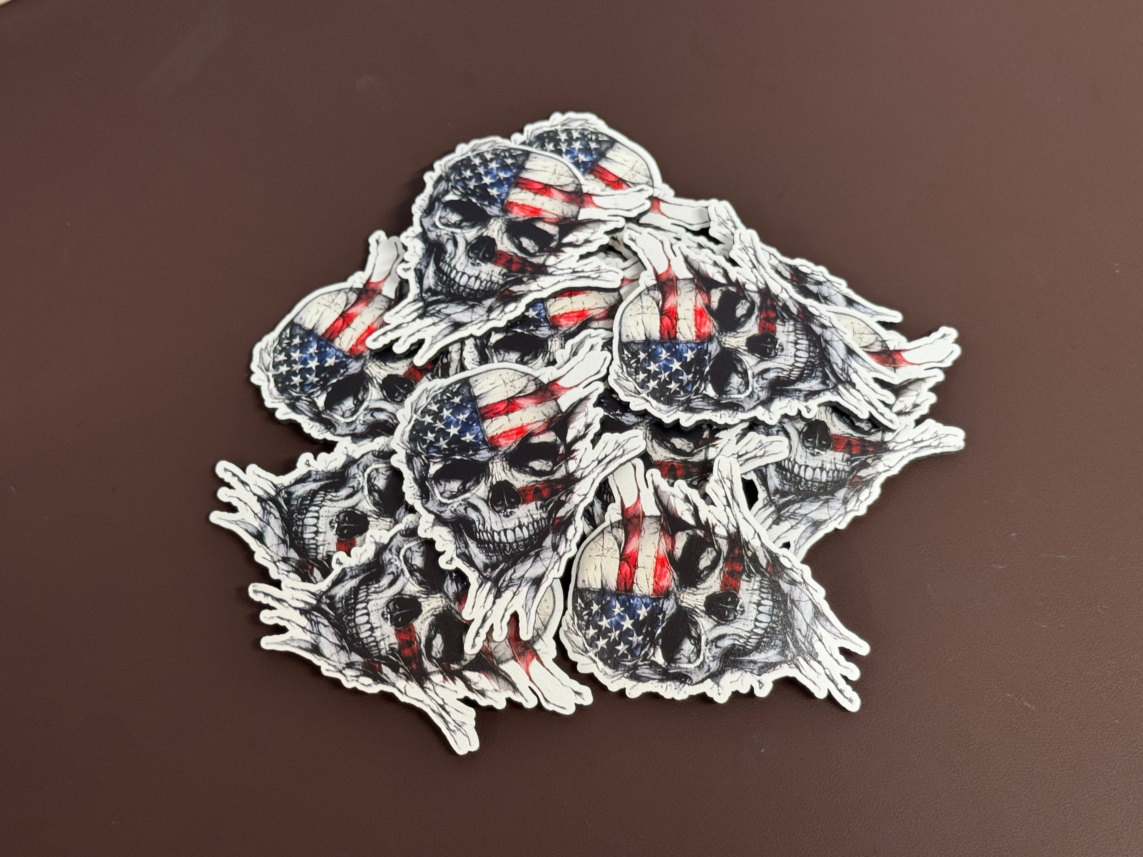 American Flag Skull UV Printed Patches