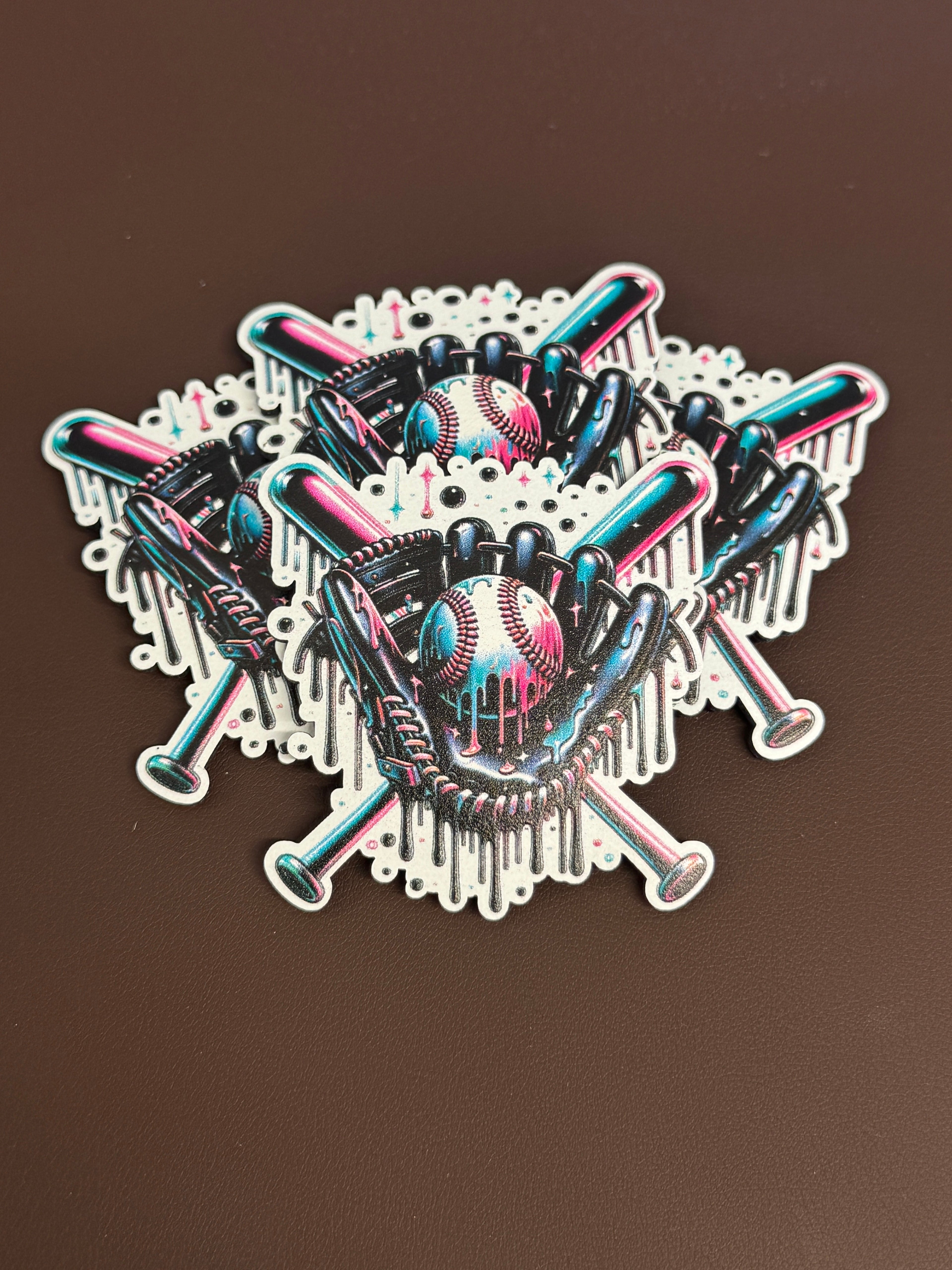 Neon Baseball Glove UV Printed Patch