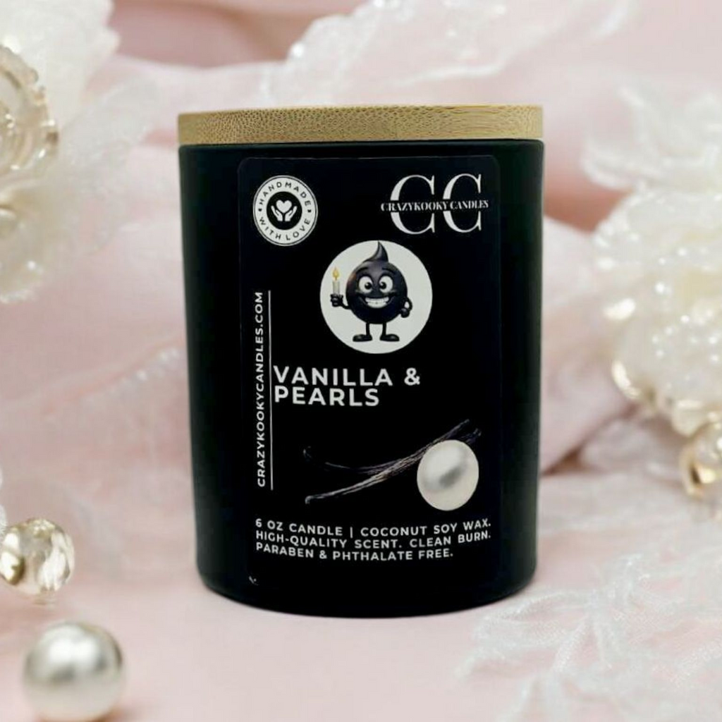 VANILLA & PEARLS - Funny Candle, Scented Coconut Soy Candle, 6oz