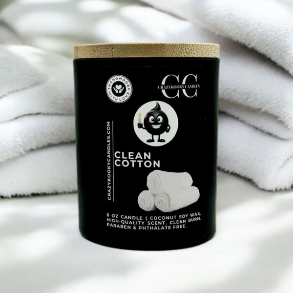 CLEAN COTTON - Funny Candle, Scented Coconut Soy Candle, 6oz