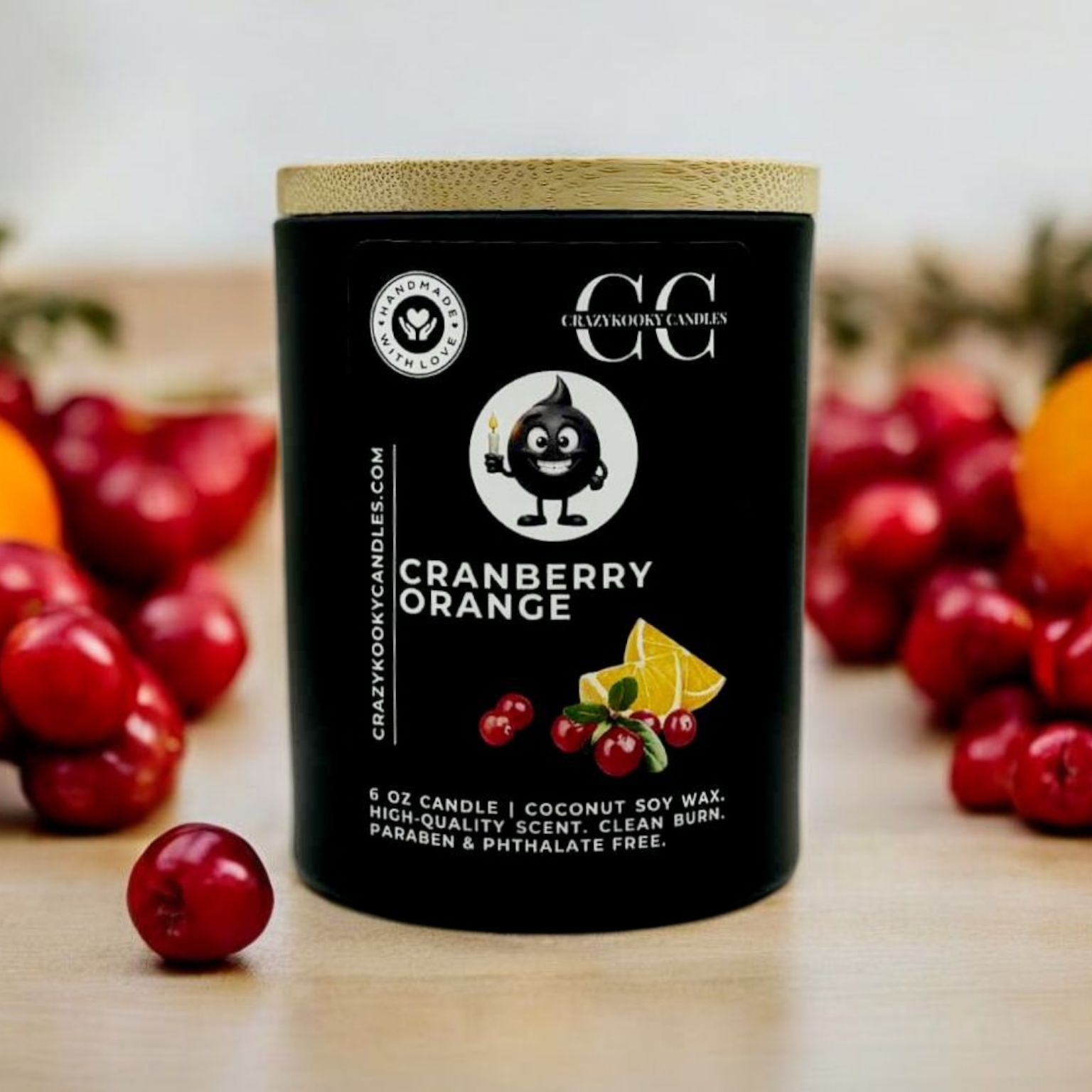 CRANBERRY ORANGE - Funny Candle, Scented Coconut Soy Candle, 6oz