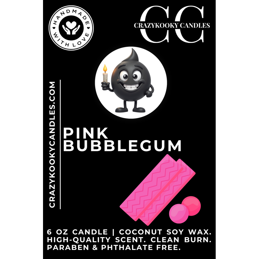 PINK BUBBLEGUM - Funny Candle, Scented Coconut Soy Candle, 6oz