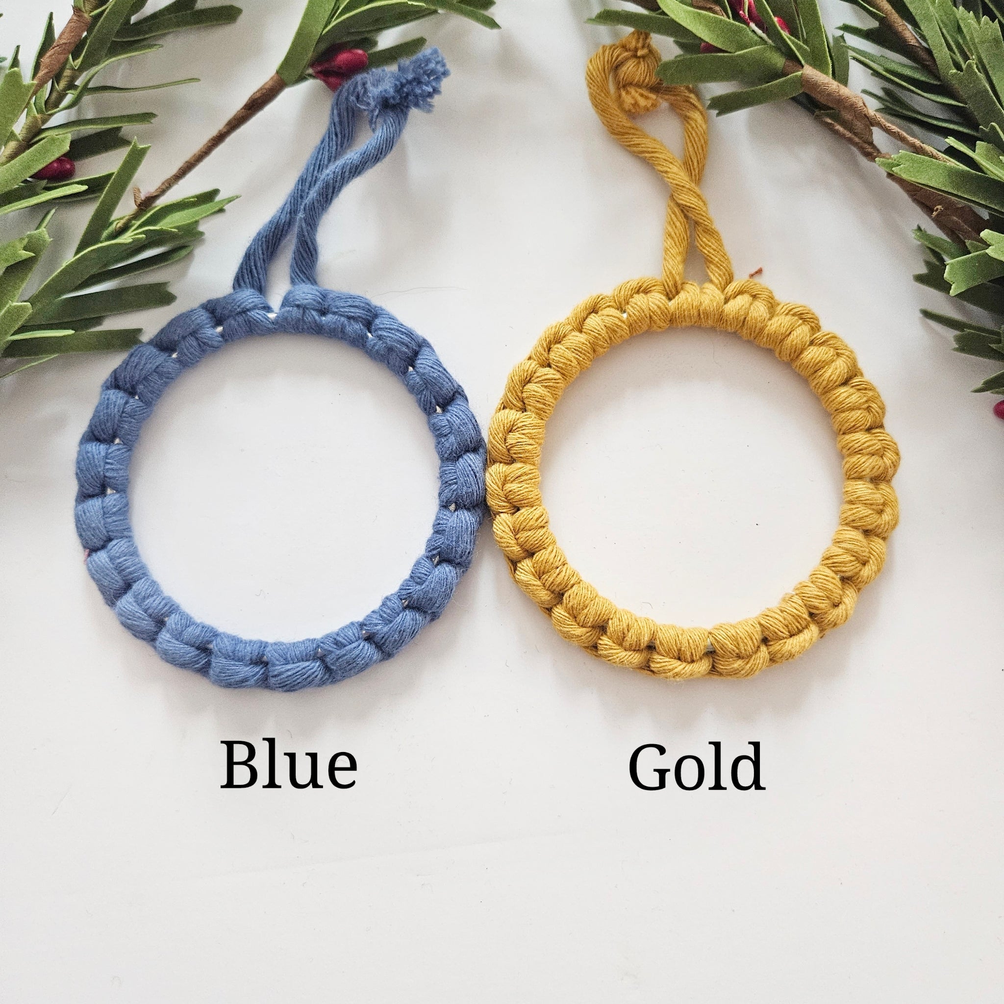 Macrame christmas ornaments. Handmade boho christmas ornaments. Xmas Mini wreaths. handmade Christmas ornaments bulk wholesale.
