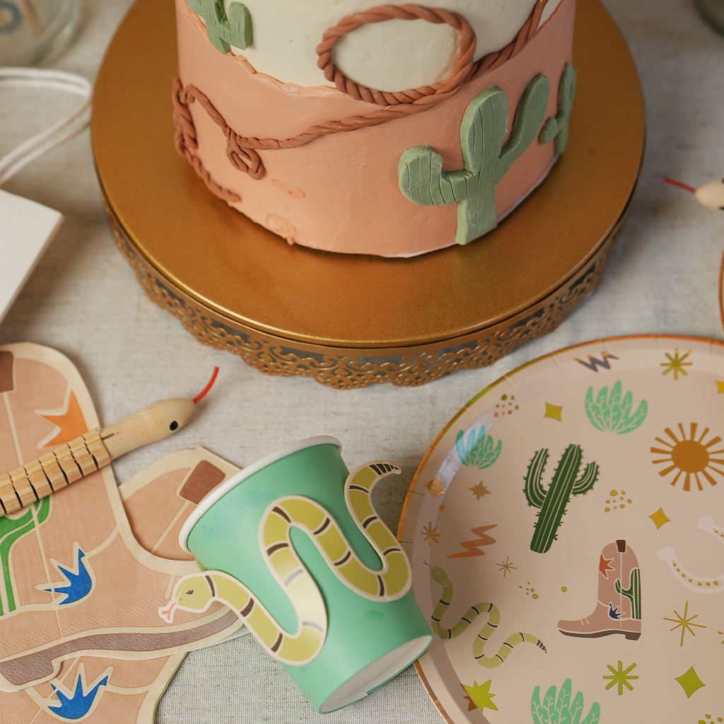 Western Cowboy Party Cups – Snake Sticker Western Cups (12-Pack)