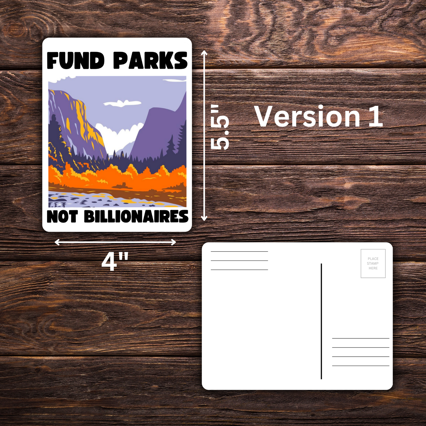 Fund Parks Not Billionaires Bundle | Sticker & Postcard Set | Anti-Capitalist Nature Art | National Parks Advocacy | Political Stationery