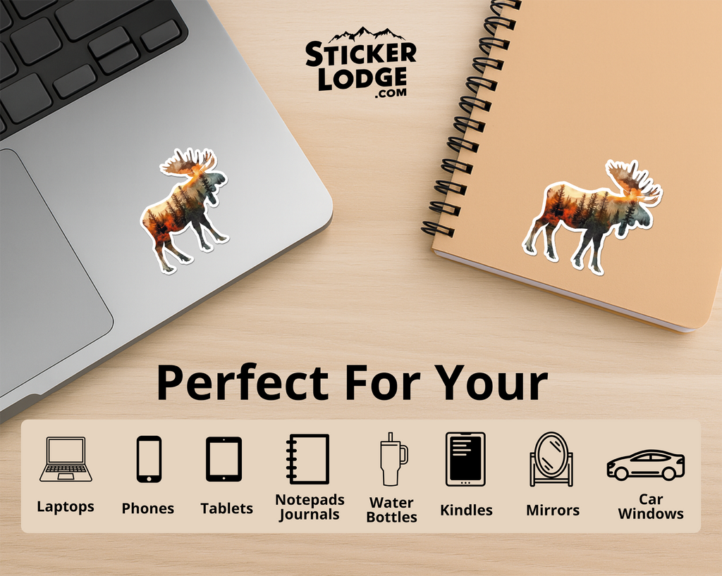 Moose and Forest Nature Double Exposure Vinyl Sticker