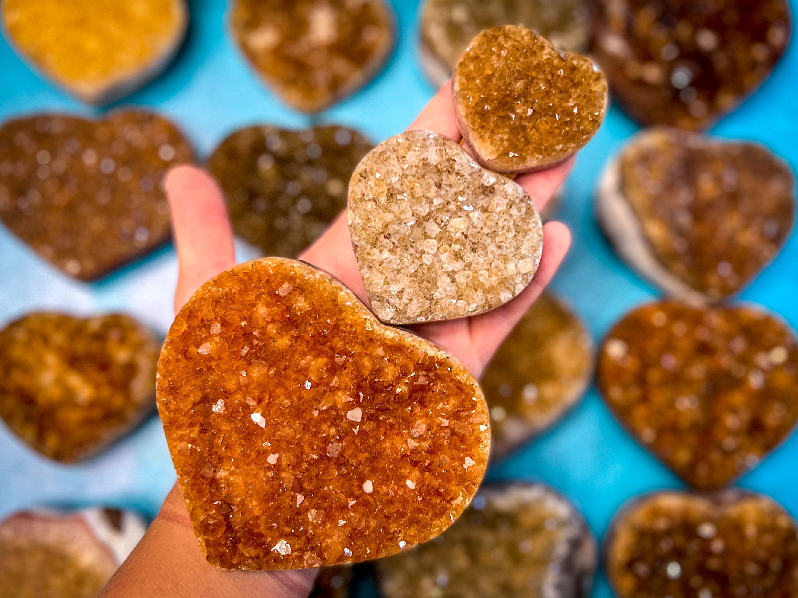 Raw Citrine Hearts, Ethically Sourced from Uruguay